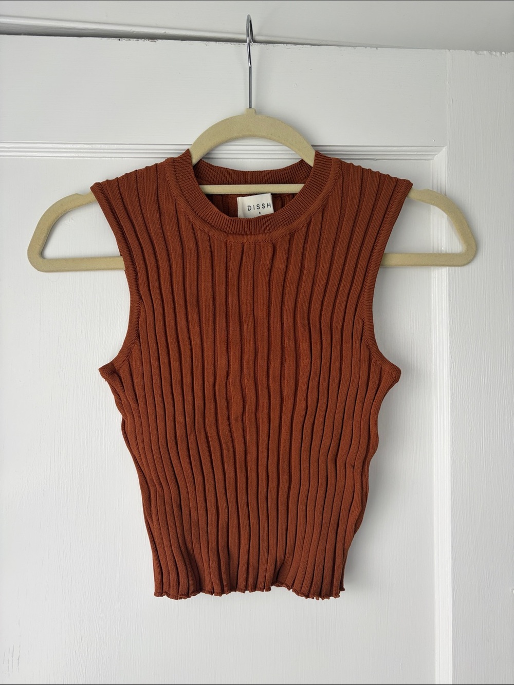 DISSH Ribbed Sleeveless Tank in Rust Brown